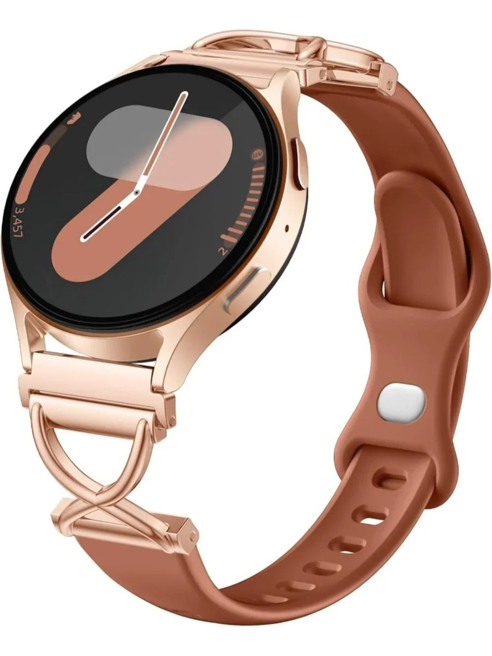 Women's Brown Skinny Charms X-Shaped Soft Slim Silicone Bands Compatible Watch